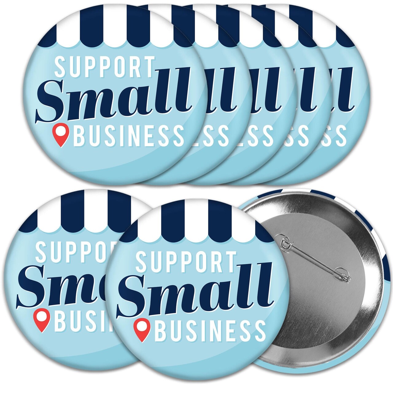 Big Dot of Happiness Support Small Business - 3 inch Thank You Badge - Pinback Buttons - Set of 8